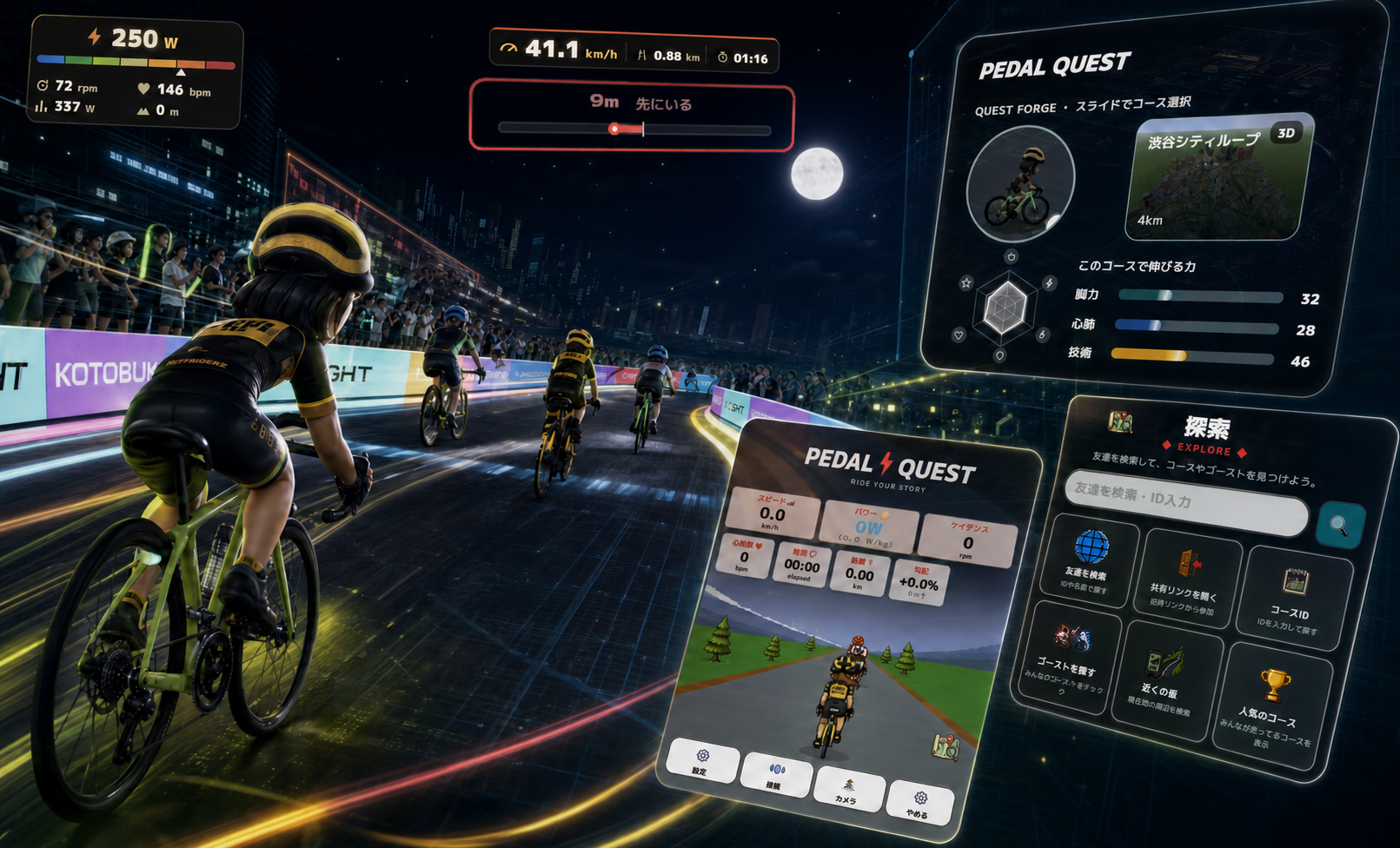 PEDAL QUESTのライドデータが次期育成ゲームへつながる開発イメージ